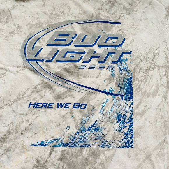 Anheuser Busch Bud Light Beer Alcohol Tie Dye Cotton Heavyweight T Shirt Size XL - Picture 2 of 4
